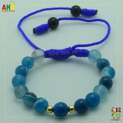 Pulsera Tejida Macrame Con Piedras Naturales Oro18k