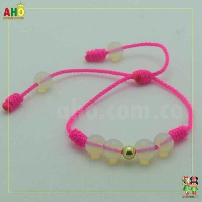 Pulsera Tejida Macrame Con Piedras Naturales Oro18k