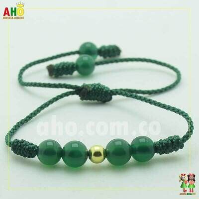 Pulsera Tejida Macrame Con Piedras Naturales Oro18k