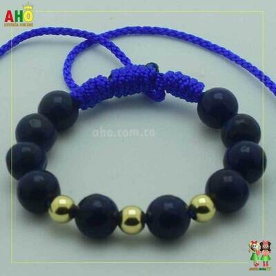 Pulsera Tejida Macrame Con Piedras Naturales Oro18k