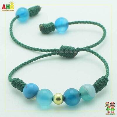 Pulsera Tejida Macrame Con Piedras Naturales Oro18k