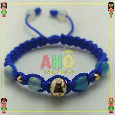 Pulsera Tejida Macrame Con Piedras Naturales Oro18k