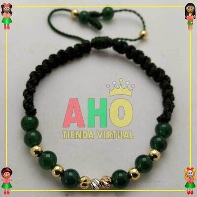Pulsera Tejida Macrame Con Piedras Naturales Oro18k