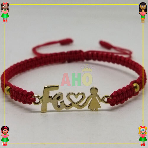 Pulsera Tejida Macrame Con Dije Oro18k