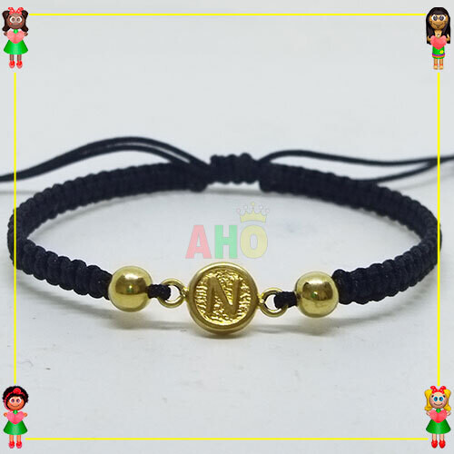 Pulsera Tejida Macrame Con Letras y Nombres en Oro18k