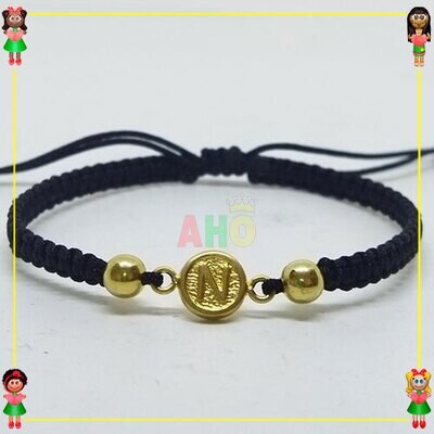 Pulsera Tejida Macrame Con Letras y Nombres en Oro18k