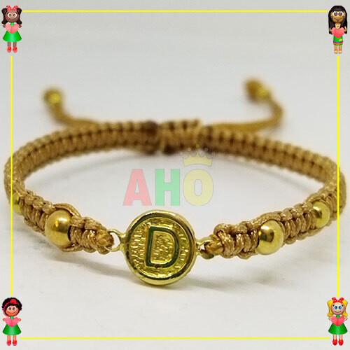 Pulsera Tejida Macrame Con Letras y Nombres en Oro18k