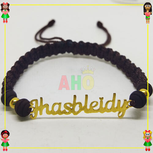 Pulsera Tejida Macrame Con Letras y Nombres en Oro18k