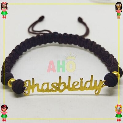 Pulsera Tejida Macrame Con Letras y Nombres en Oro18k