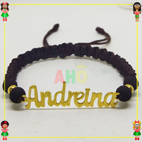Pulsera Tejida Macrame Con Letras y Nombres en Oro18k