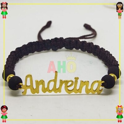 Pulsera Tejida Macrame Con Letras y Nombres en Oro18k