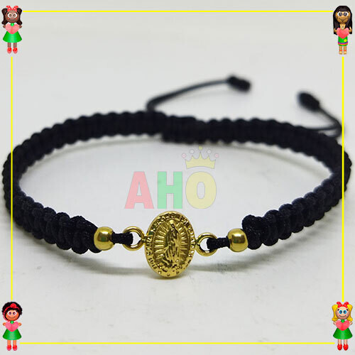 Pulsera Tejida Macrame Con Dije Oro18k