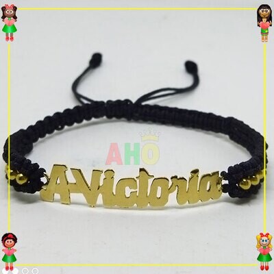 Pulsera Tejida Macrame Con Letras y Nombres en Oro18k