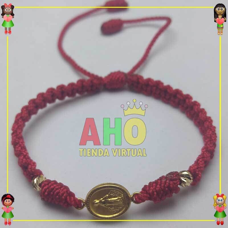 Pulsera Tejida Macrame Con Dije Oro18k