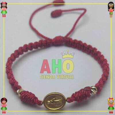 Pulsera Tejida Macrame Con Dije Oro18k