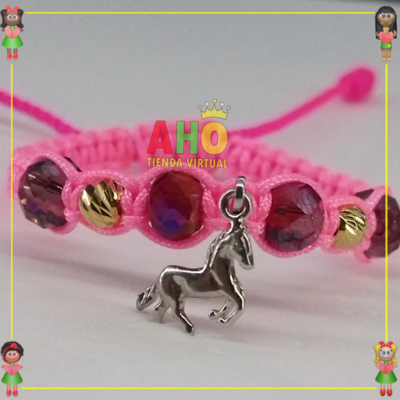 Pulsera Tejida Macrame Con Dije Oro18k