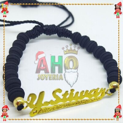 Pulsera Tejida Macrame Con Letras y Nombres Oro18k