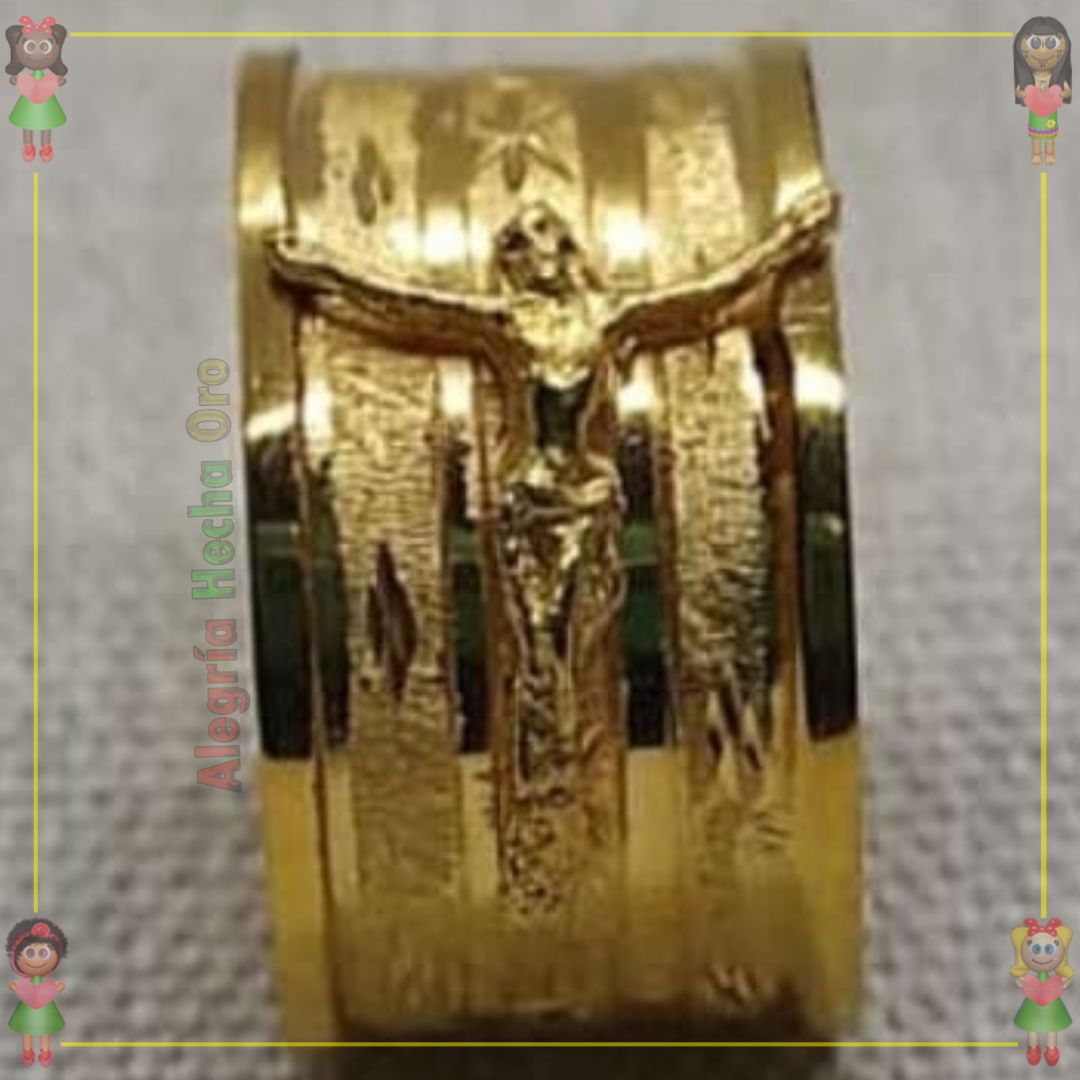 Anillo Tubo Cristo Oro Chocoano Oro18k