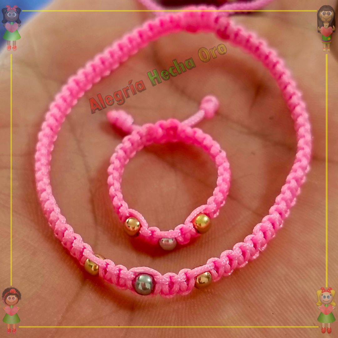 Pulsera y Anillo Macrame Oro18k