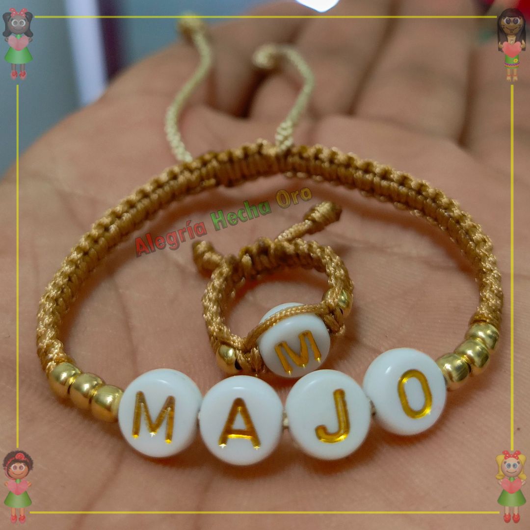 Pulsera y Anillo Macrame Oro18k