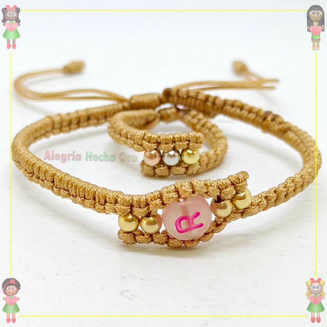 Pulsera y Anillo Macrame Oro18k