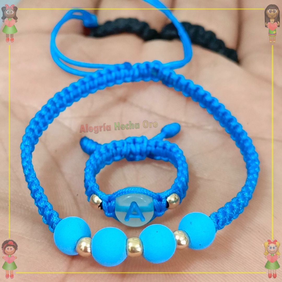 Pulsera y Anillo Macrame Oro18k