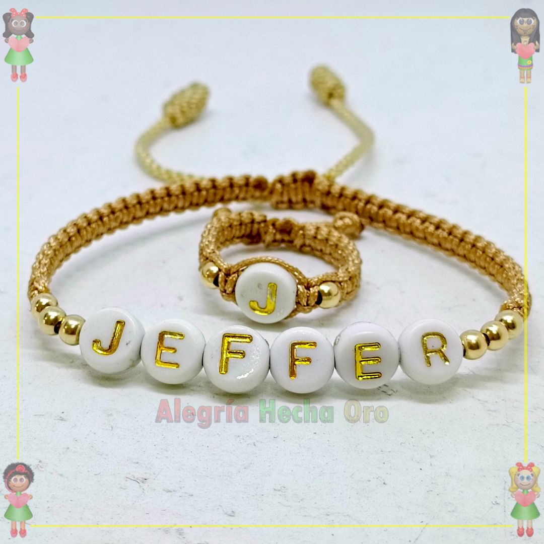 Pulsera y Anillo Macrame Oro18k