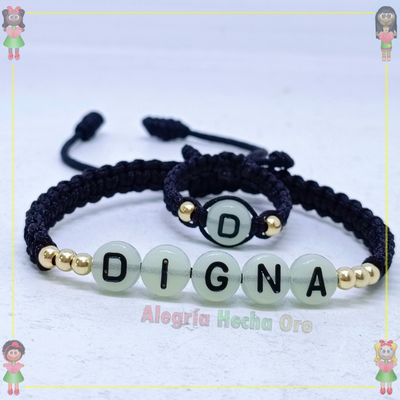 Pulsera y Anillo Macrame Oro18k