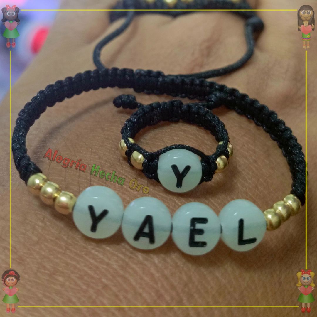 Pulsera y Anillo Macrame Oro18k