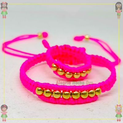 Pulsera y Anillo Macrame Oro18k