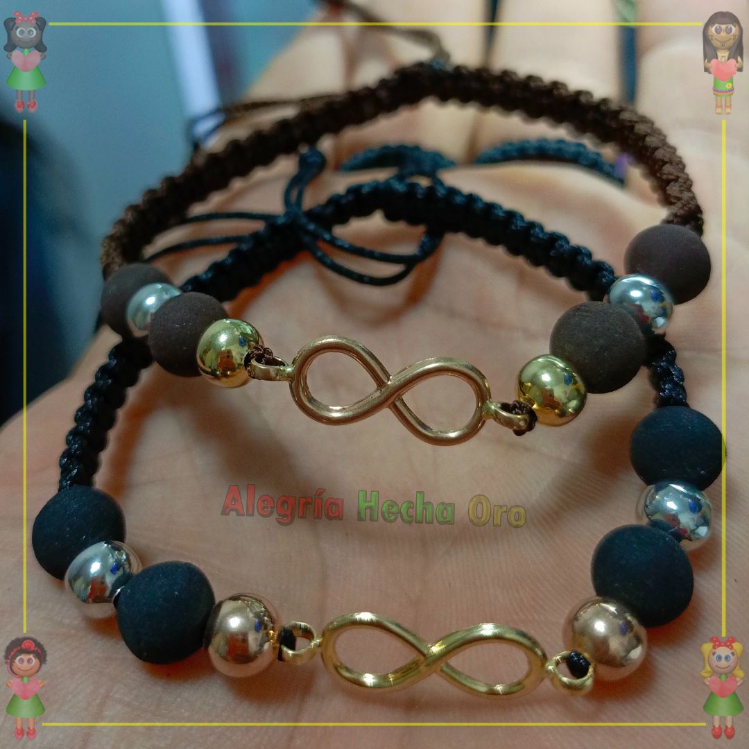 Pulseras Pareja Macrame Oro18k