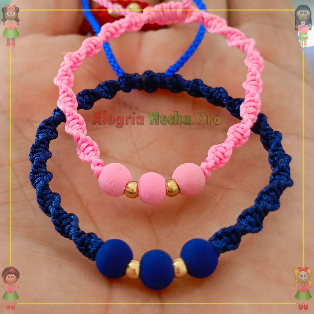 Pulseras Parejas Macrame Oro18k
