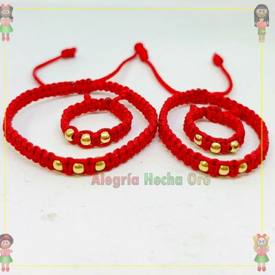 Dúo Pulseras y Anillos Macrame Oro18k