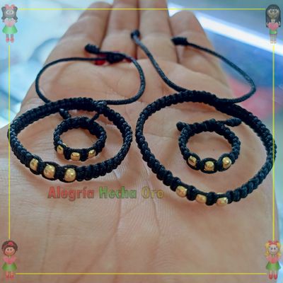 Dúo Pulseras y Anillos Macrame Oro18k