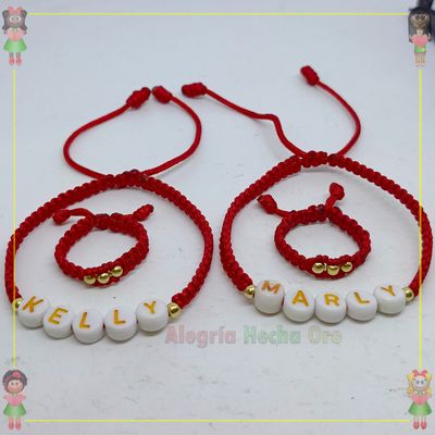 Dúo Pulseras y Anillos Macrame Oro18k