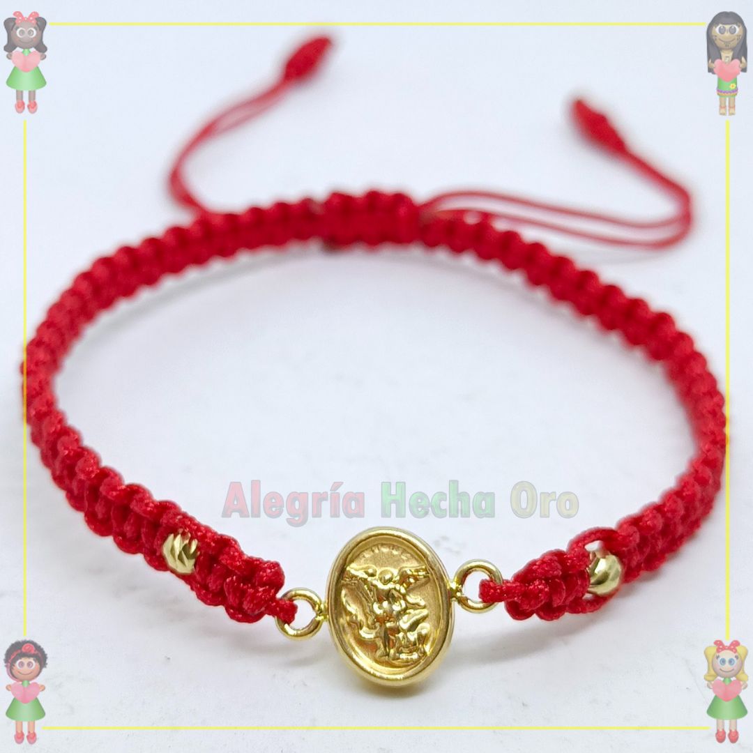 Pulsera Tejida Macrame Con Dije Oro18k