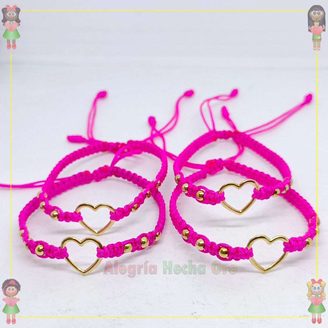 Pulsera Tejida Macrame Con Dije Oro18k