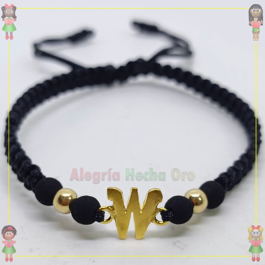 Pulsera Tejida Macrame Con Letras y Nombres en Oro18k
