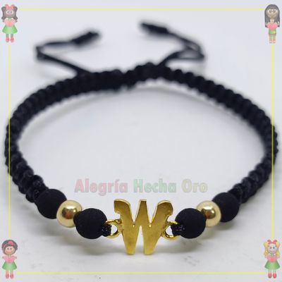 Pulsera Tejida Macrame Con Letras y Nombres en Oro18k