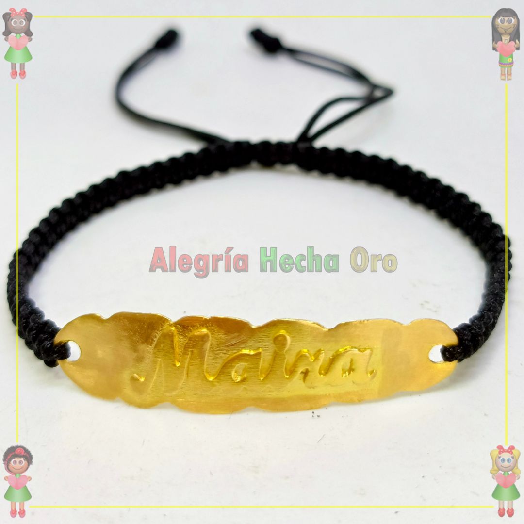 Pulsera Tejida Macrame Con Letras y Nombres en Oro18k