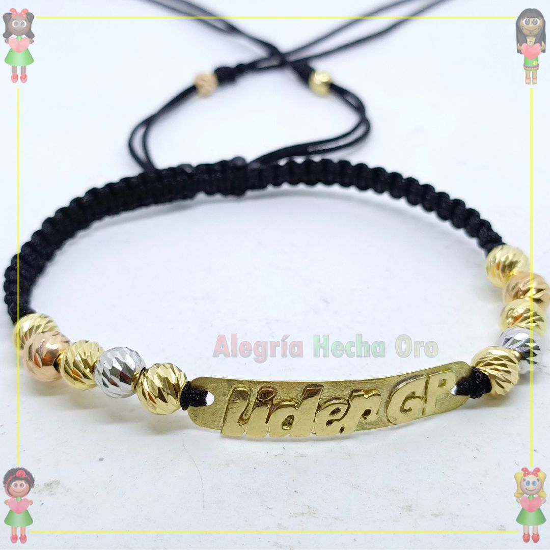 Pulsera Tejida Macrame Con Letras y Nombres en Oro18k