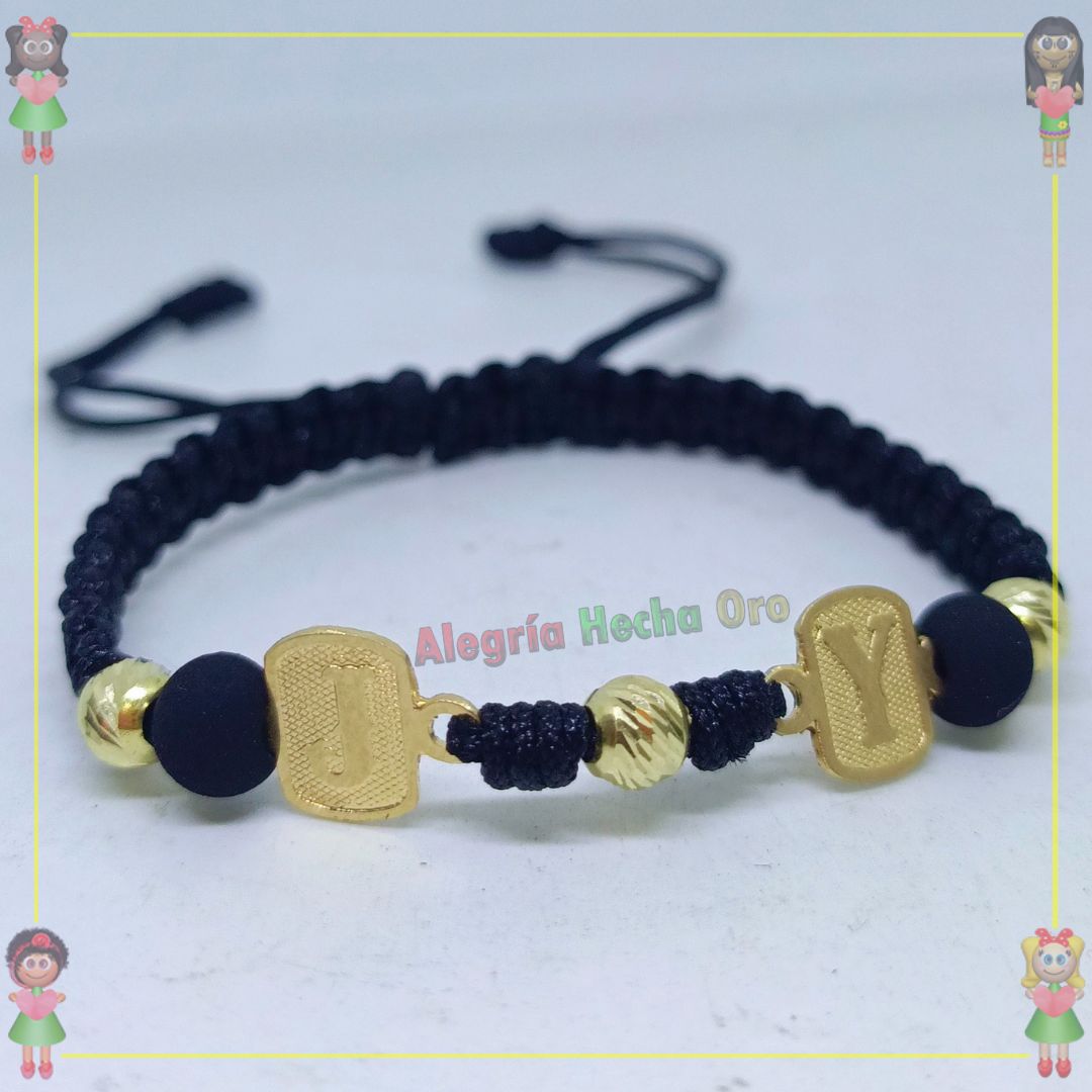 Pulsera Tejida Macrame Con Letras y Nombres en Oro18k