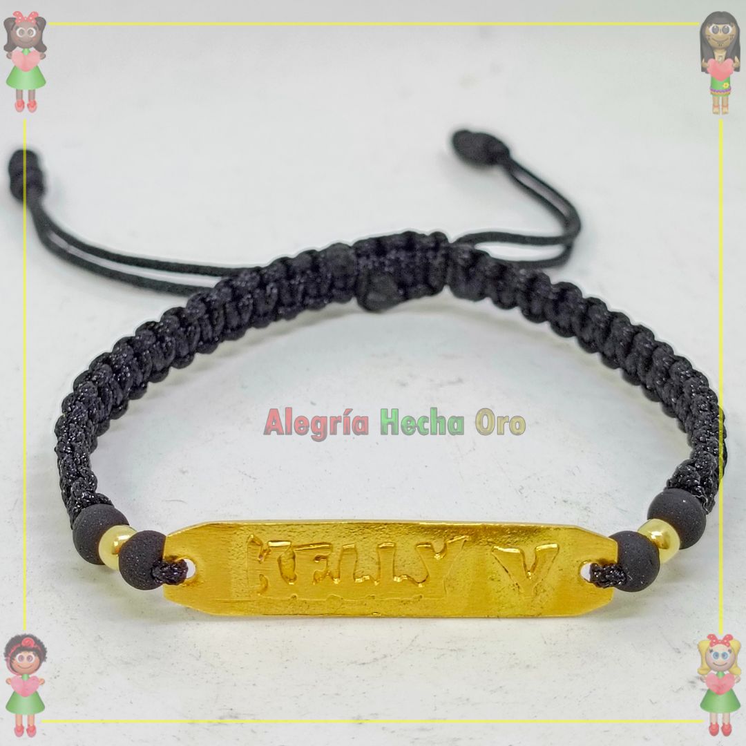 Pulsera Tejida Macrame Con Letras y Nombres en Oro18k