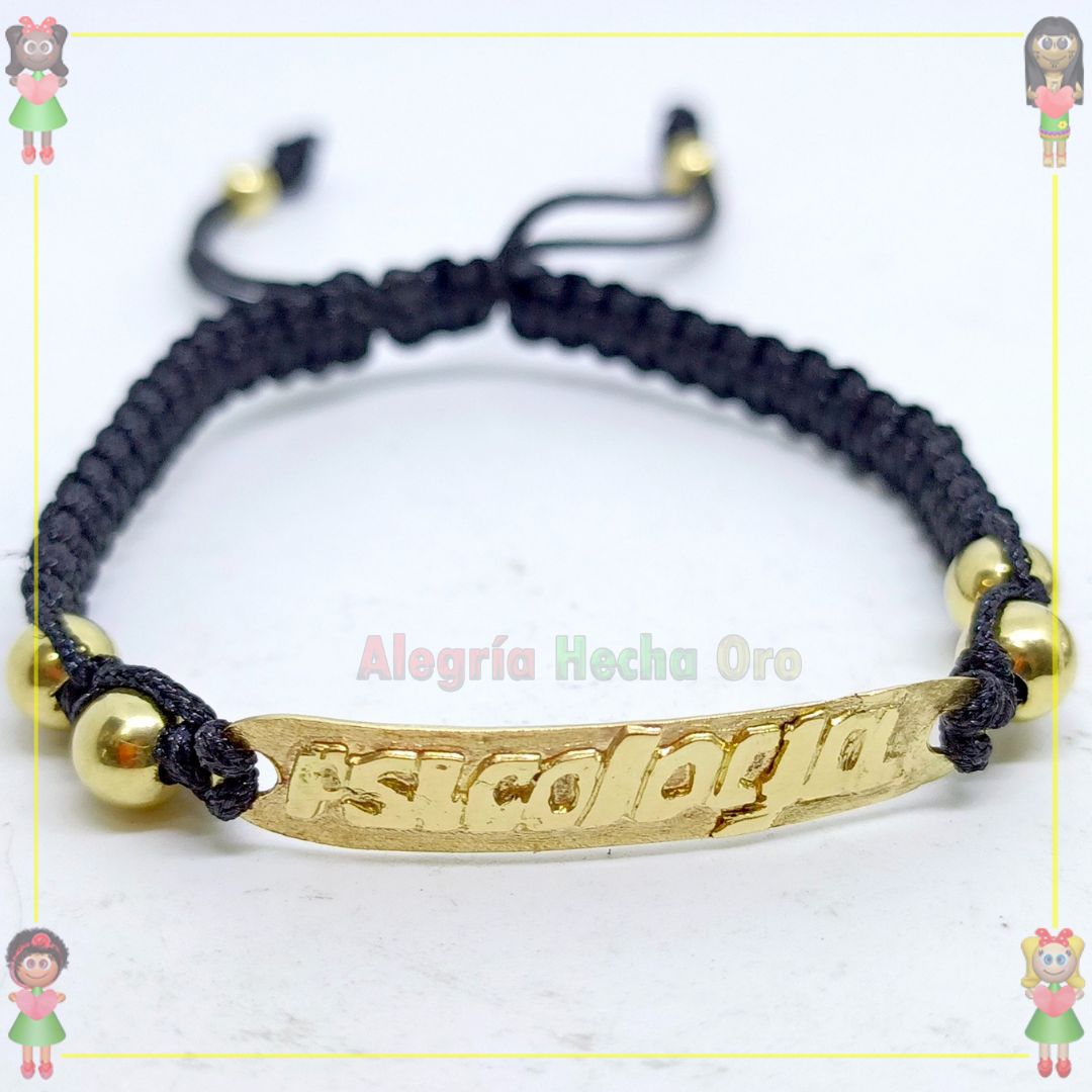 Pulsera Tejida Macrame Con Letras y Nombres en Oro18k