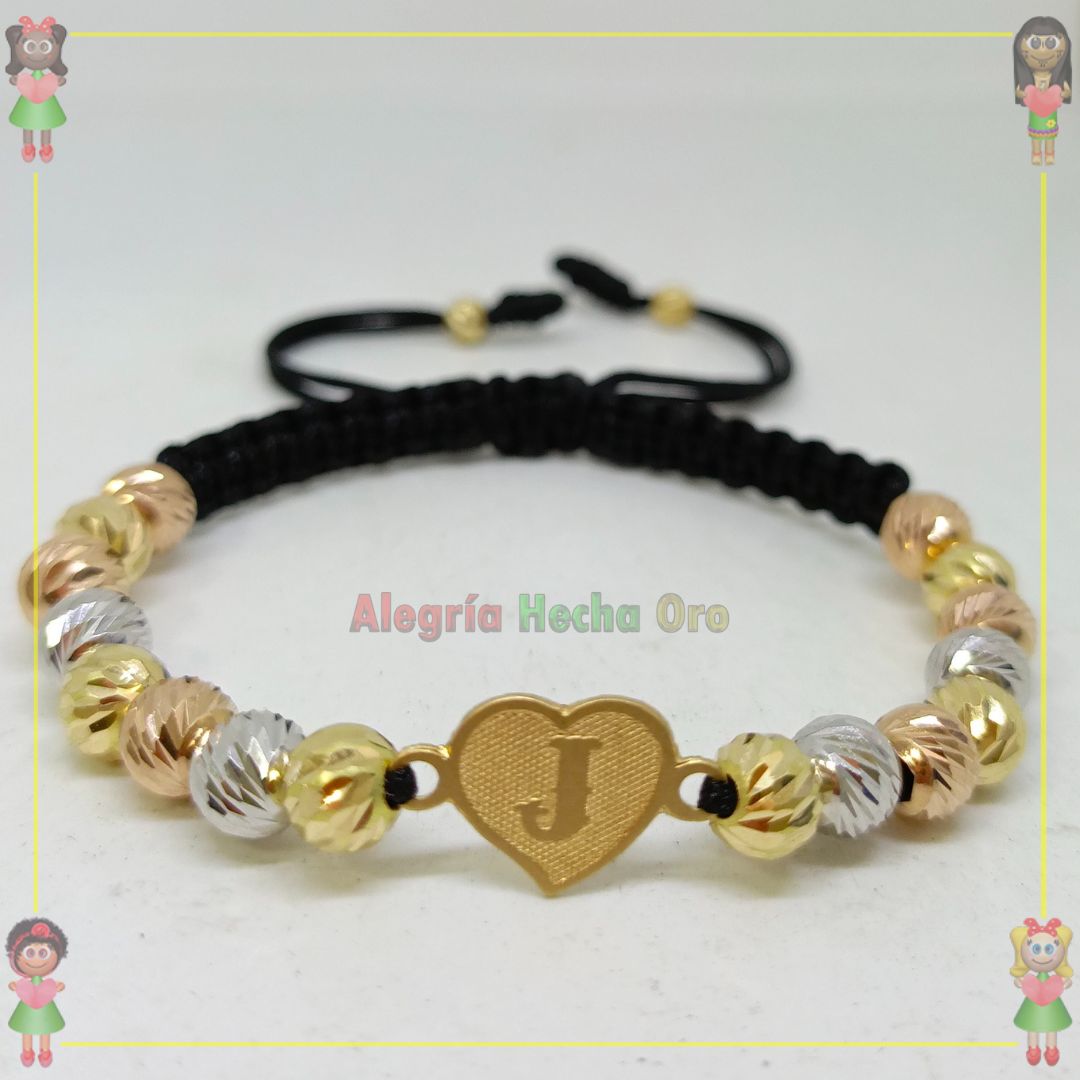Pulsera Tejida Macrame Con Letras y Nombres en Oro18k