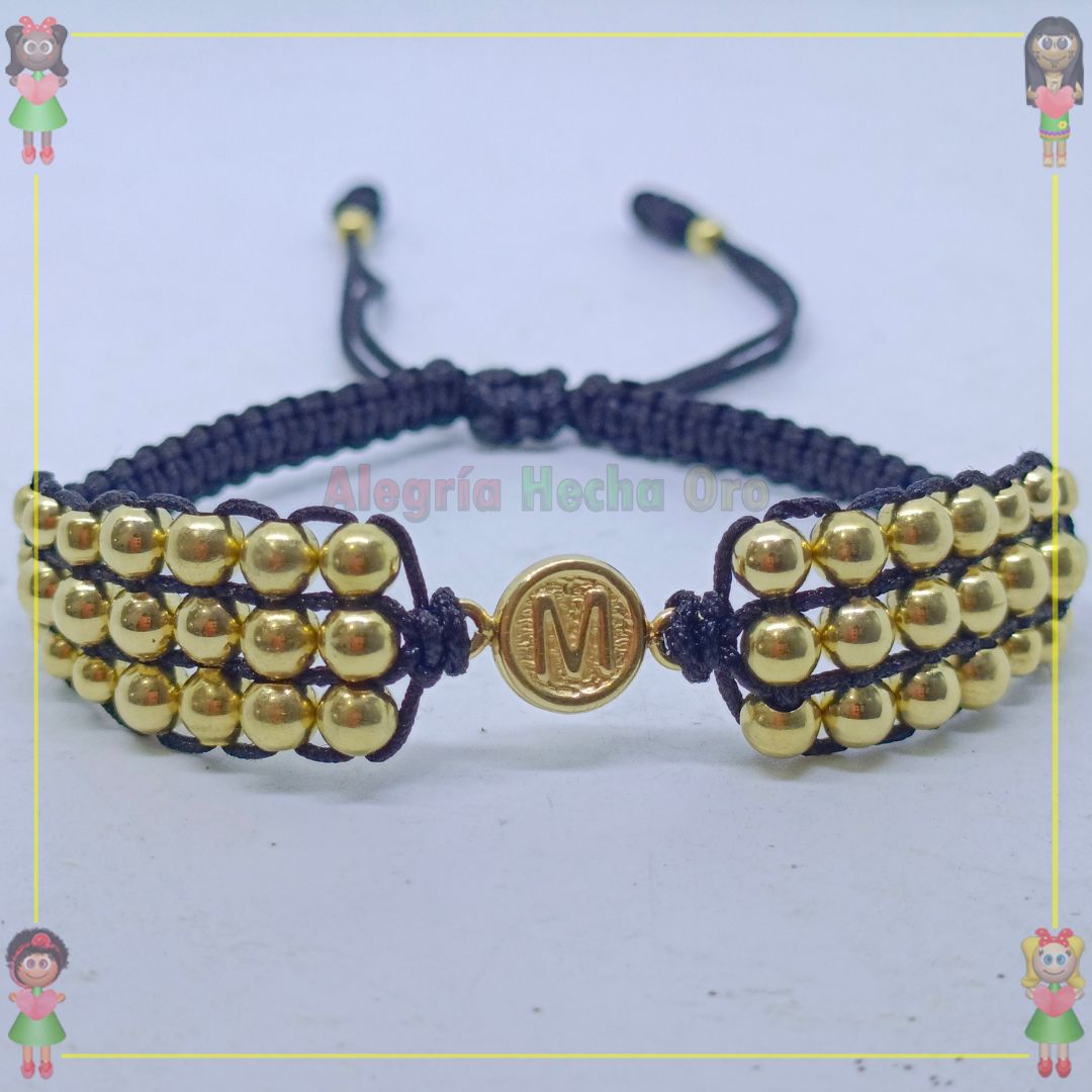 Pulsera Tejida Macrame Con Letras y Nombres en Oro18k