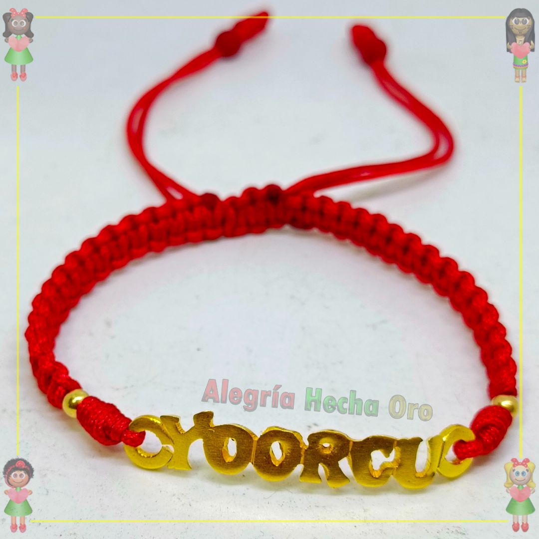 Pulsera Tejida Macrame Con Letras y Nombres en Oro18k