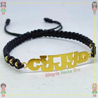 Pulsera Tejida Macrame Con Letras y Nombres en Oro18k