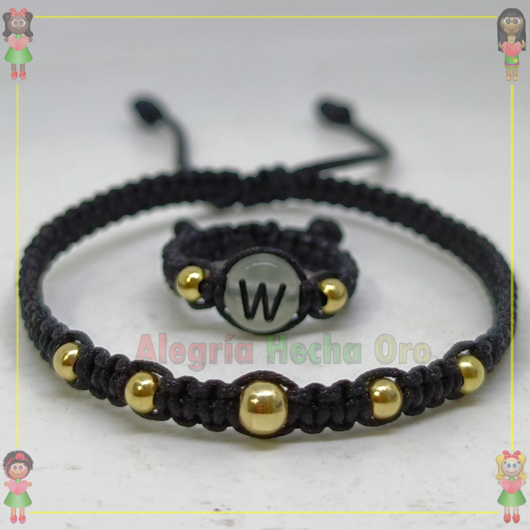 Pulsera y Anillo Macrame Oro18k