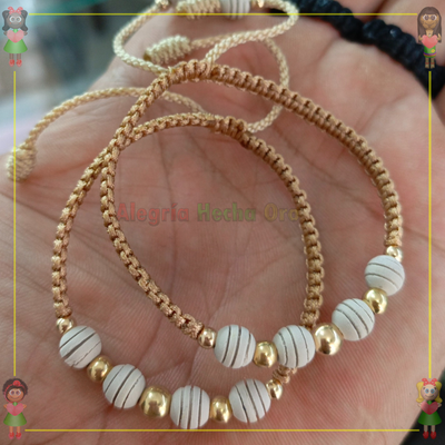 Pulseras Parejas Macrame Oro18k